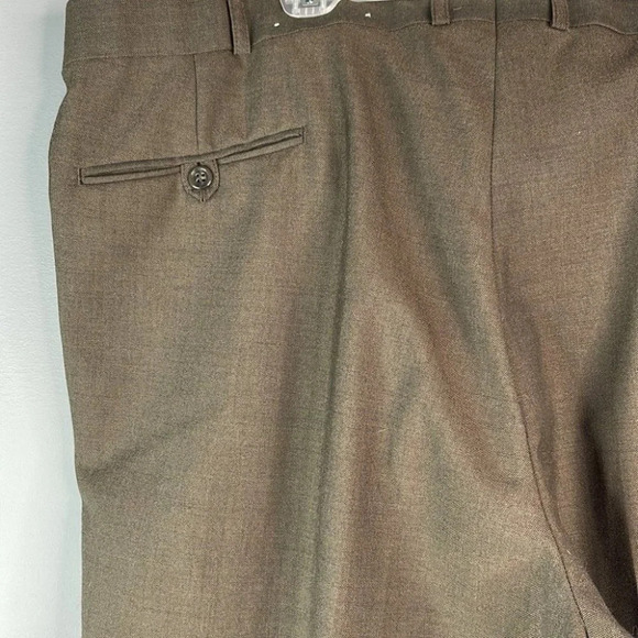 PANTIFINO Mens Wool Blend Pants Brown Trousers Pleat Elastic Panel Waist 44 - Picture 5 of 11
